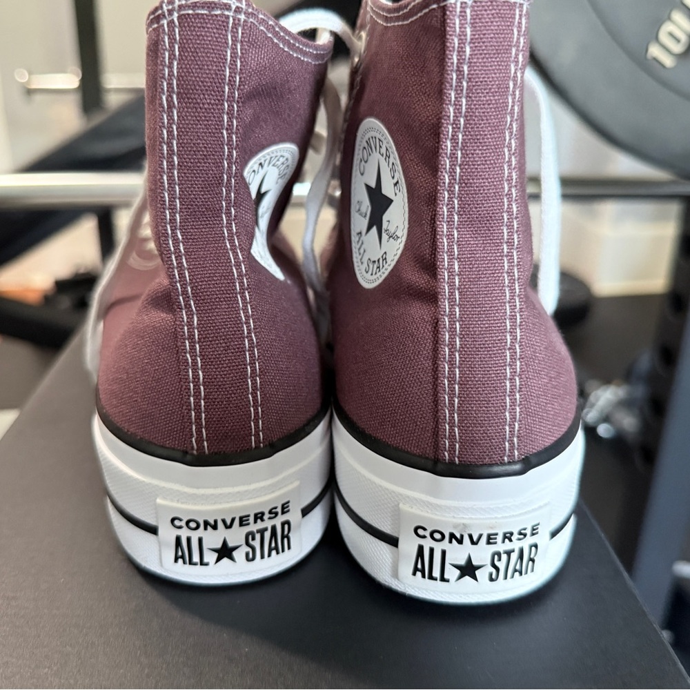 Converse High Top Sneakers in Maroon and White